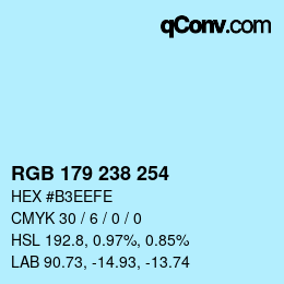 Farbcode: RGB 179 238 254 | qconv.com
