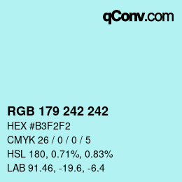 Color code: RGB 179 242 242 | qconv.com
