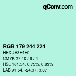 Farbcode: RGB 179 244 224 | qconv.com