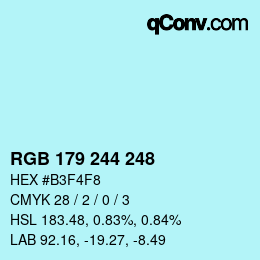 カラーコード: RGB 179 244 248 | qconv.com