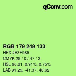 Color code: RGB 179 249 133 | qconv.com