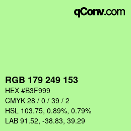 Color code: RGB 179 249 153 | qconv.com