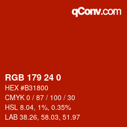 カラーコード: RGB 179 24 0 | qconv.com