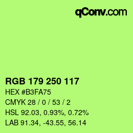 颜色代码: RGB 179 250 117 | qconv.com