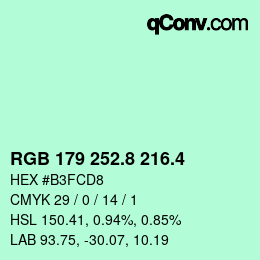 カラーコード: RGB 179 252.8 216.4 | qconv.com