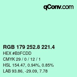 カラーコード: RGB 179 252.8 221.4 | qconv.com