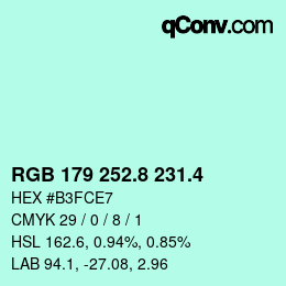カラーコード: RGB 179 252.8 231.4 | qconv.com
