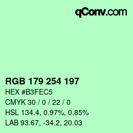Farbcode: RGB 179 254 197 | qconv.com