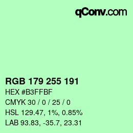 カラーコード: RGB 179 255 191 | qconv.com