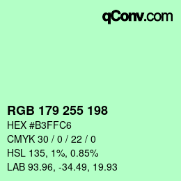 Farbcode: RGB 179 255 198 | qconv.com