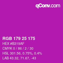 Color code: RGB 179 25 175 | qconv.com