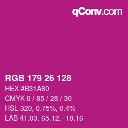 颜色代码: RGB 179 26 128 | qconv.com
