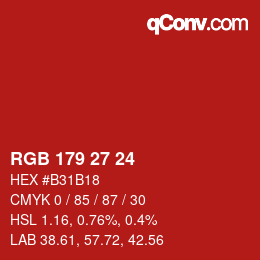 Color code: RGB 179 27 24 | qconv.com