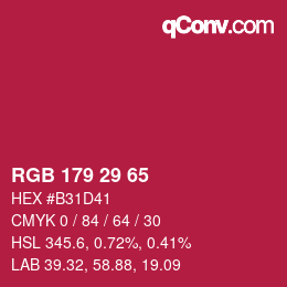 Color code: RGB 179 29 65 | qconv.com