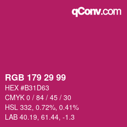 カラーコード: RGB 179 29 99 | qconv.com