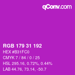 Color code: RGB 179 31 192 | qconv.com