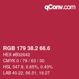 カラーコード: RGB 179 38.2 66.6 | qconv.com