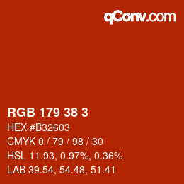 Color code: RGB 179 38 3 | qconv.com