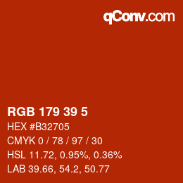 Color code: RGB 179 39 5 | qconv.com