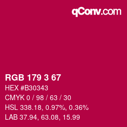 Color code: RGB 179 3 67 | qconv.com