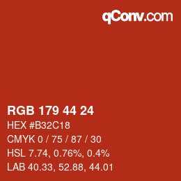 カラーコード: RGB 179 44 24 | qconv.com