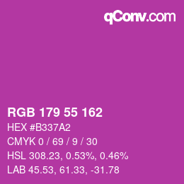 Color code: RGB 179 55 162 | qconv.com