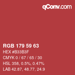 カラーコード: RGB 179 59 63 | qconv.com