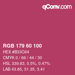 カラーコード: RGB 179 60 100 | qconv.com