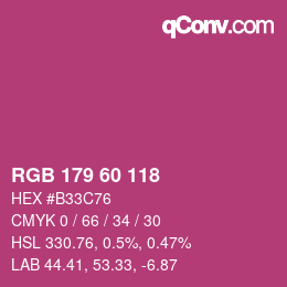 Color code: RGB 179 60 118 | qconv.com