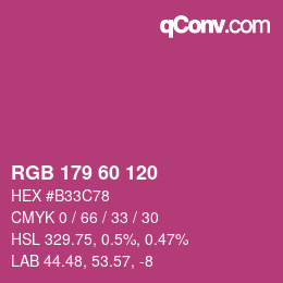 颜色代码: RGB 179 60 120 | qconv.com