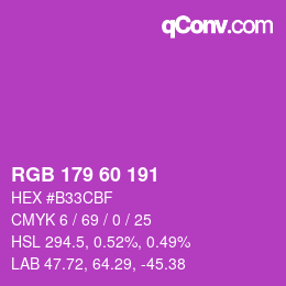 カラーコード: RGB 179 60 191 | qconv.com