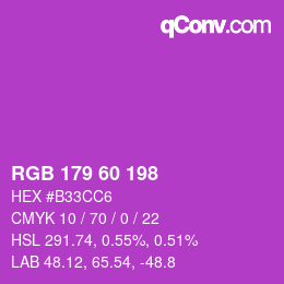 カラーコード: RGB 179 60 198 | qconv.com