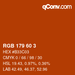 カラーコード: RGB 179 60 3 | qconv.com