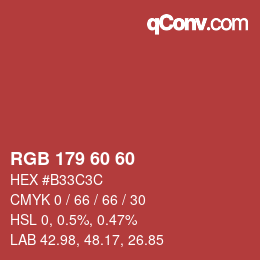 Color code: RGB 179 60 60 | qconv.com