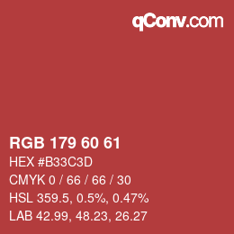 カラーコード: RGB 179 60 61 | qconv.com