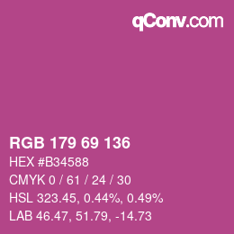 Color code: RGB 179 69 136 | qconv.com