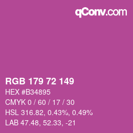Color code: RGB 179 72 149 | qconv.com