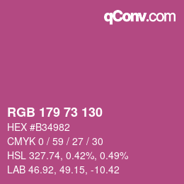 颜色代码: RGB 179 73 130 | qconv.com
