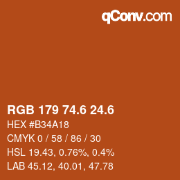 カラーコード: RGB 179 74.6 24.6 | qconv.com