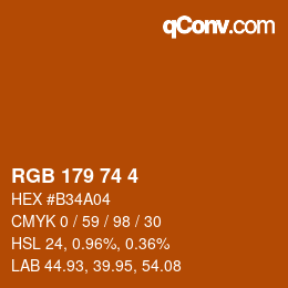 カラーコード: RGB 179 74 4 | qconv.com