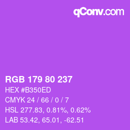 Color code: RGB 179 80 237 | qconv.com