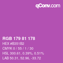 カラーコード: RGB 179 81 178 | qconv.com