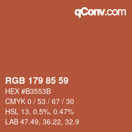 カラーコード: RGB 179 85 59 | qconv.com