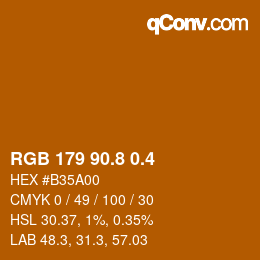 カラーコード: RGB 179 90.8 0.4 | qconv.com