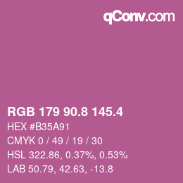 カラーコード: RGB 179 90.8 145.4 | qconv.com