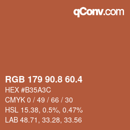 カラーコード: RGB 179 90.8 60.4 | qconv.com