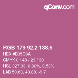 カラーコード: RGB 179 92.2 138.6 | qconv.com