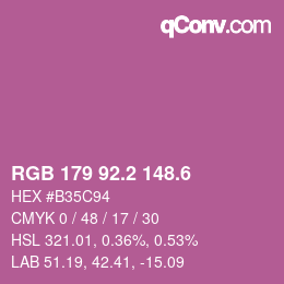 カラーコード: RGB 179 92.2 148.6 | qconv.com