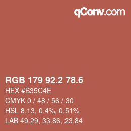 カラーコード: RGB 179 92.2 78.6 | qconv.com