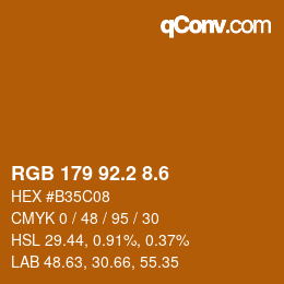 カラーコード: RGB 179 92.2 8.6 | qconv.com